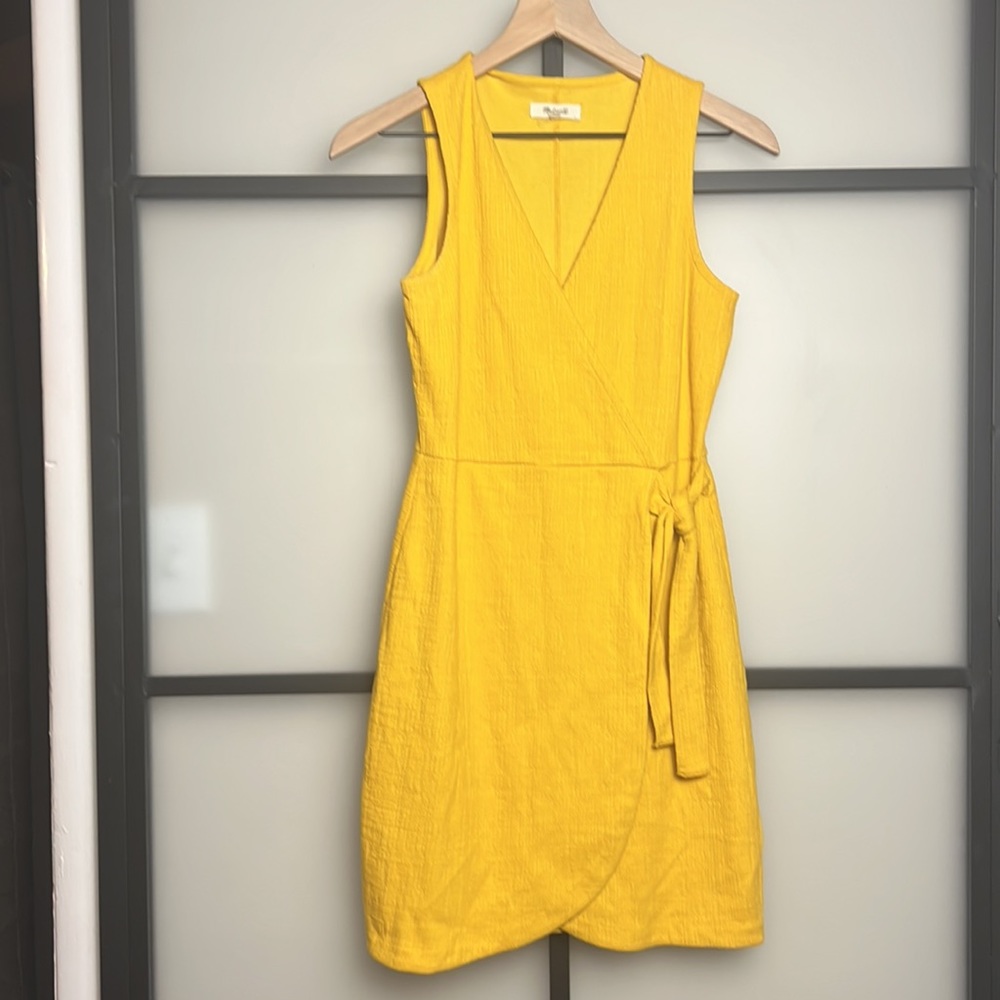 Madewell Yellow Sleeveless Wrap Mini Dress